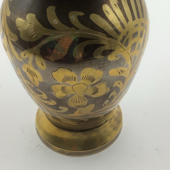 Renco India Etched Flower Brass Vase/Pitcher - Picture 5 of 11